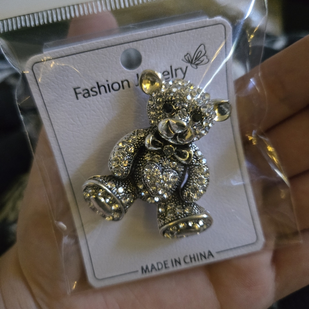 Sparkling Teddy Bear Brooch